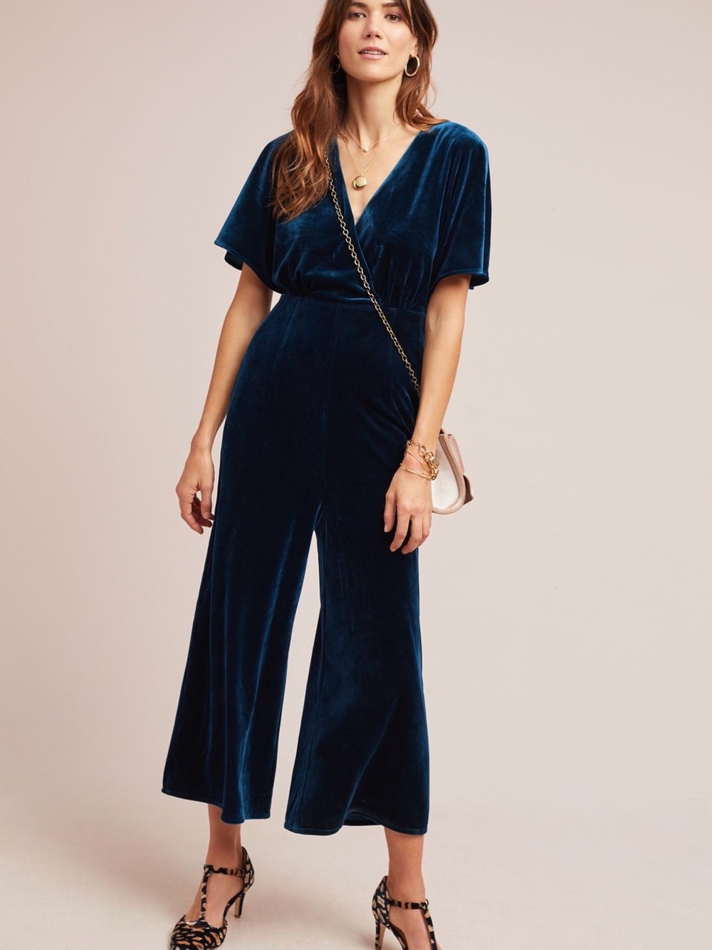 Greylin Velvet Wide-Leg Jumpsuit in Deep Teal